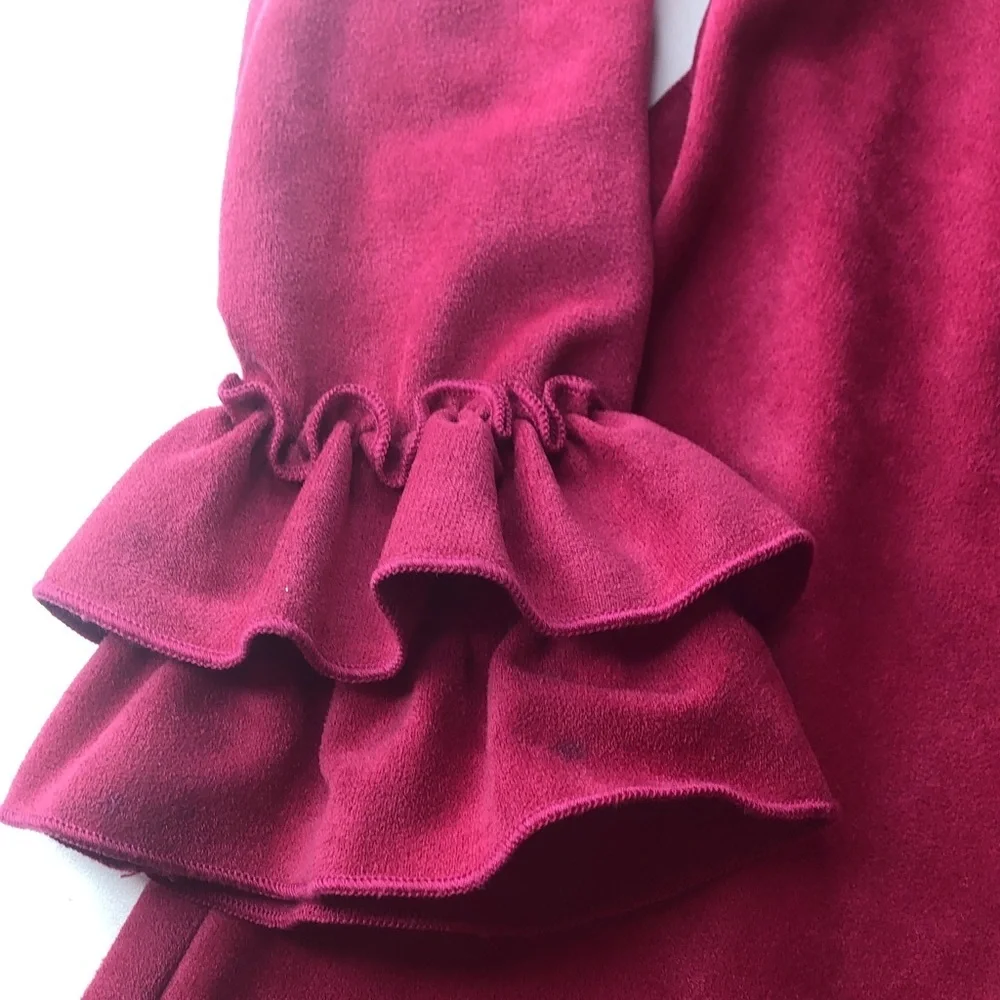 Mia Bella LOL Surprise Berry Faux Suede Soft Ruffle sleeve jacket Girls 7 EUC